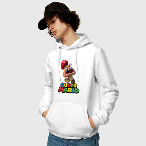 Мужская толстовка хлопок Super Mario, цвет белый - фото 3