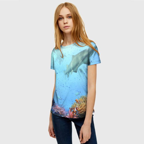Женская футболка 3D Акулы, цвет 3D печать - фото 3