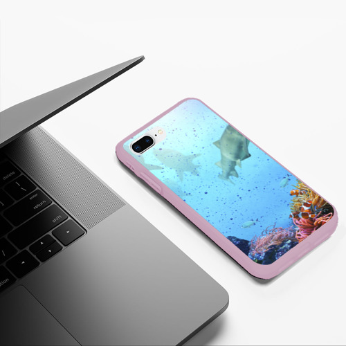 Чехол для iPhone 7Plus/8 Plus матовый Акулы, цвет розовый - фото 5