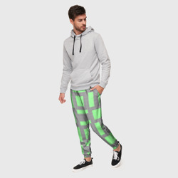Мужские брюки 3D Пиксели зеленые - фото 2