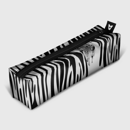 Пенал школьный 3D с принтом Zebra, вид спереди #2