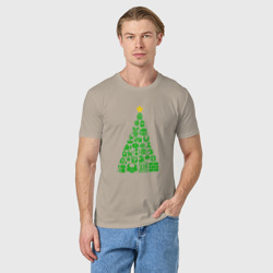 Мужская футболка хлопок Новогодняя елка из Марио - фото 2