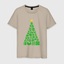 Мужская футболка хлопок Новогодняя елка из Марио