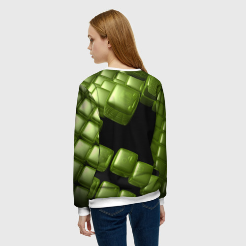 Женский свитшот 3D зеленый куб, цвет 3D печать - фото 4