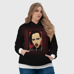 Толстовка с принтом Marilyn Manson для женщины, вид на модели спереди №4. Цвет основы: белый
