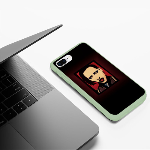 Чехол для iPhone 7Plus/8 Plus матовый Marilyn Manson, цвет салатовый - фото 5