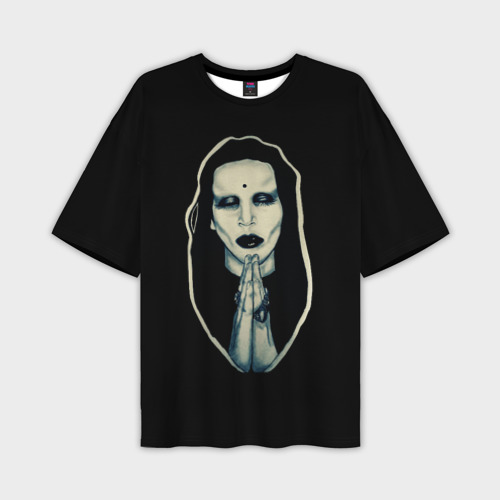 Мужская футболка оверсайз с принтом Marilyn Manson, вид спереди №1