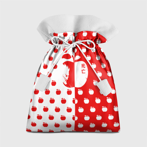 Подарочный мешок с принтом Красно-белое яблоко Рюка, вид спереди №1