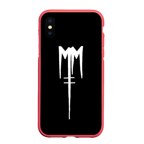 Чехол для iPhone XS Max матовый Marilyn Manson, цвет красный