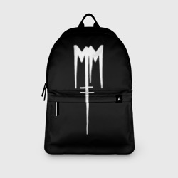 Рюкзак с принтом Marilyn Manson для любого человека, вид спереди №3. Цвет основы: белый