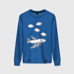 Женский свитшот хлопок Самолет в облаках