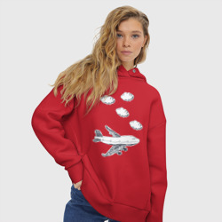 Женское худи Oversize хлопок Самолет в облаках - фото 2