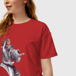 Женская футболка хлопок Oversize Собака-аристократ с сигарой - фото 2