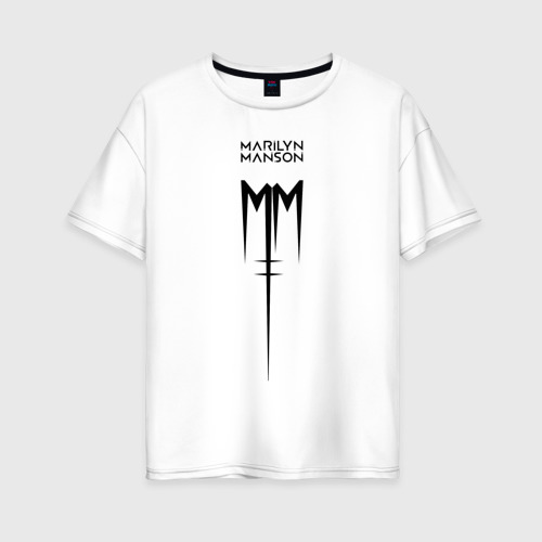 Женская футболка хлопок Oversize Trdmrnmsn, Marilyn Manson, цвет белый