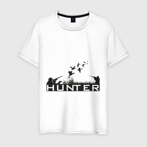 Мужская футболка хлопок ОХОТА, ОХОТНИК, HUNTER, , цвет белый