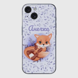 Чехол для iPhone 15 силиконовый с защитой камеры Анечка