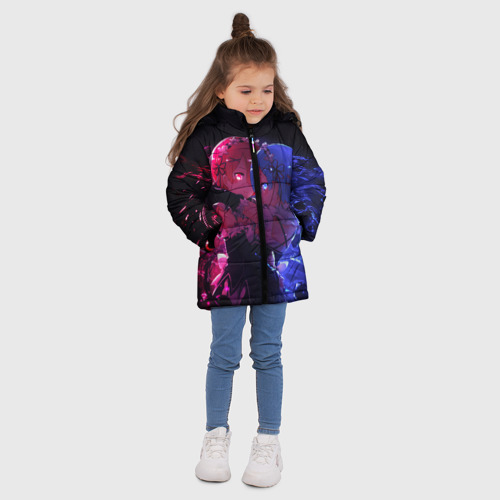 Зимняя куртка для девочек 3D Re:Zero Rem and Ram, цвет светло-серый - фото 5