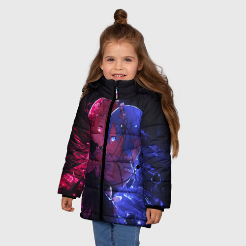 Зимняя куртка для девочек 3D Re:Zero Rem and Ram, цвет светло-серый - фото 3