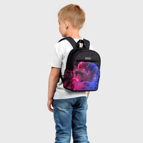 Детский рюкзак 3D с принтом Re:Zero Rem and Ram, фото на моделе #1