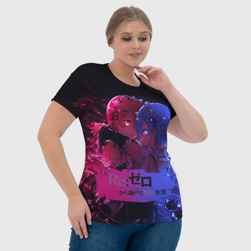 Женская футболка 3D с принтом Re:Zero Rem and Ram, фото #4