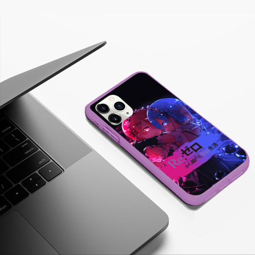 Чехол для iPhone 11 Pro Max матовый Re:Zero Rem and Ram, цвет фиолетовый - фото 5