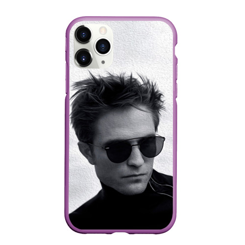 Чехол для iPhone 11 Pro Max матовый Robert Pattinson, цвет фиолетовый