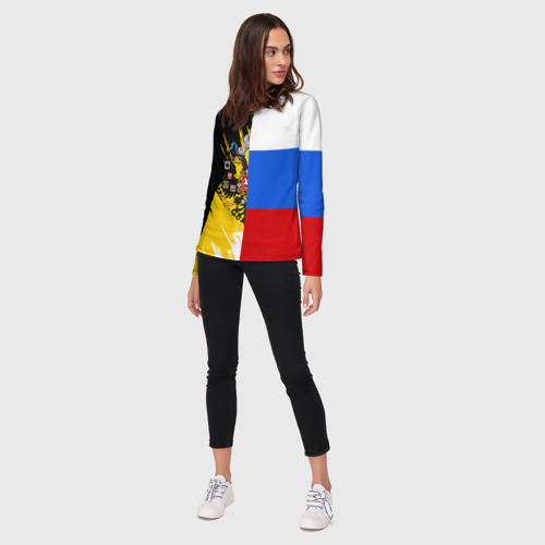 Женский лонгслив 3D с принтом Российский Имперский Флаг, вид сбоку #3