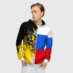 Мужская толстовка 3D на молнии Российский Имперский Флаг - фото 2