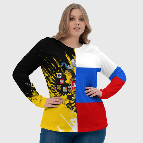 Женский лонгслив 3D с принтом Российский Имперский Флаг, фото #4