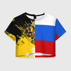 Женская футболка Crop-top 3D Российский Имперский Флаг