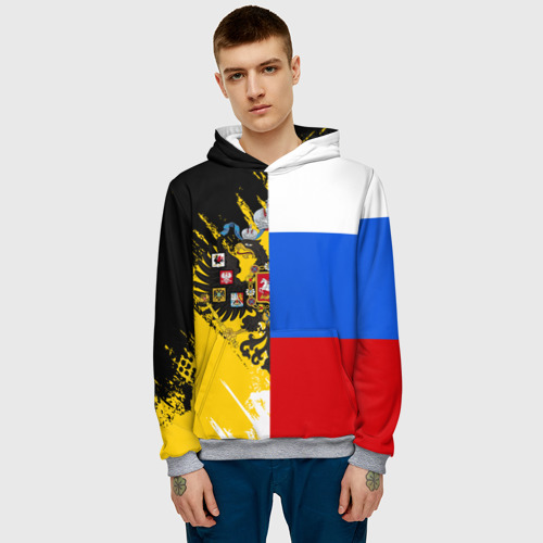 Мужская толстовка 3D Российский Имперский Флаг, цвет меланж - фото 3