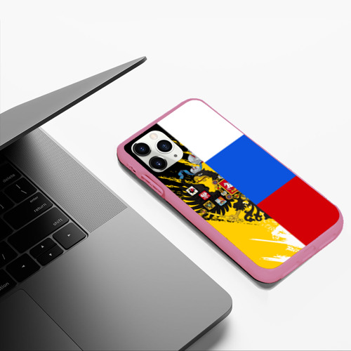 Чехол для iPhone 11 Pro Max матовый Российский Имперский Флаг, цвет малиновый - фото 5