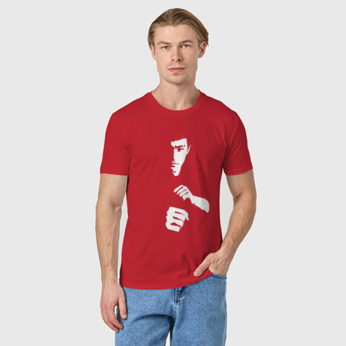 Мужская футболка хлопок Брюс Ли, цвет красный - фото 3