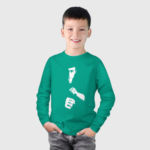Детский лонгслив хлопок Брюс Ли, цвет зеленый - фото 3