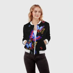 Женский бомбер 3D Поцелуй бабочек - фото 2