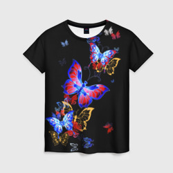 Женская футболка 3D Поцелуй бабочек