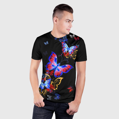 Мужская футболка 3D Slim Поцелуй бабочек, цвет 3D печать - фото 3