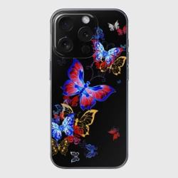 Чехол для iPhone 15 Pro силиконовый с защитой камеры Поцелуй бабочек