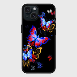 Чехол силиконовый для Apple iPhone 15 матовый Поцелуй бабочек