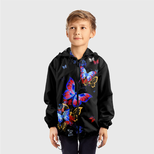 Детская ветровка 3D Поцелуй бабочек, цвет черный - фото 3
