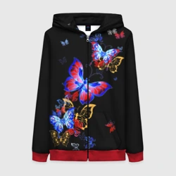 Женская толстовка 3D на молнии Поцелуй бабочек