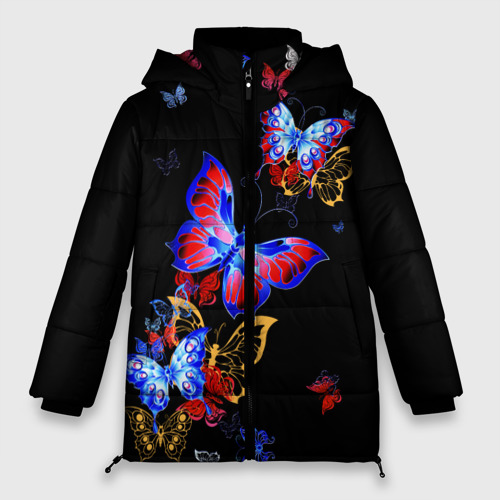 Женская зимняя куртка Oversize Поцелуй бабочек, цвет красный