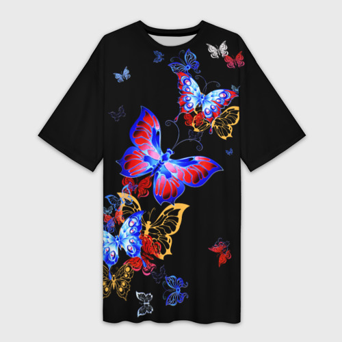 Платье-футболка 3D Поцелуй бабочек, цвет 3D печать