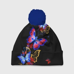 Шапка 3D c помпоном Поцелуй бабочек
