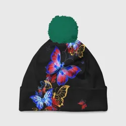 Шапка 3D c помпоном Поцелуй бабочек