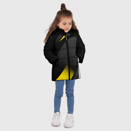 Зимняя куртка для девочек 3D с принтом Sport wear yellow, вид сбоку #3