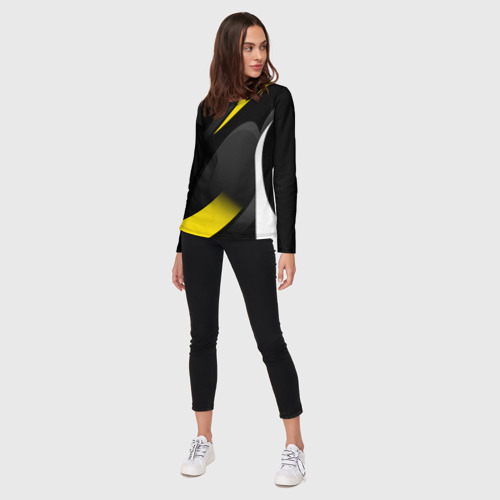 Женский лонгслив 3D с принтом SPORT WEAR YELLOW, вид сбоку #3