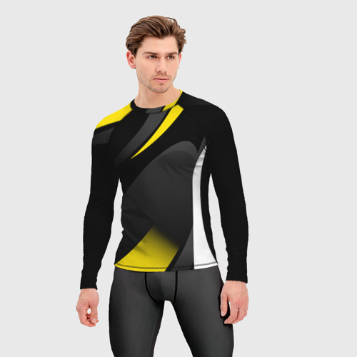 Мужской рашгард 3D Sport wear yellow, цвет 3D печать - фото 3