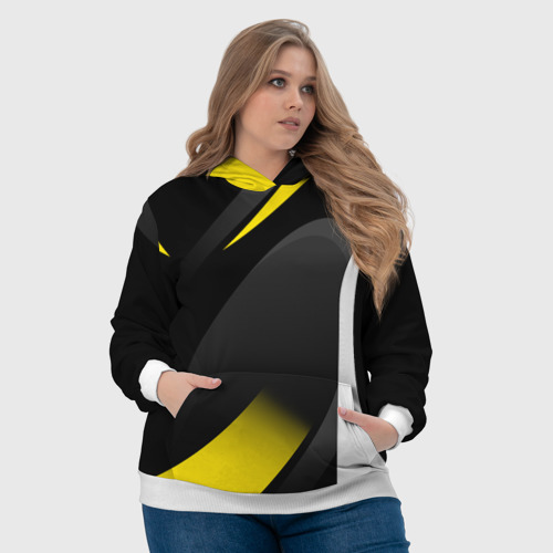 Женская толстовка 3D Sport wear yellow, цвет 3D печать - фото 6