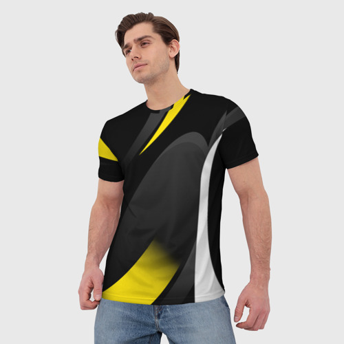 Мужская футболка 3D Sport wear yellow, цвет 3D печать - фото 3